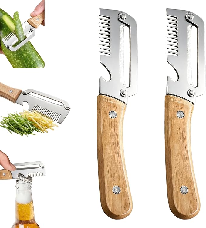Ultra Sharp Vegetable Peeler - Wooden Handle & Opener - Image 1